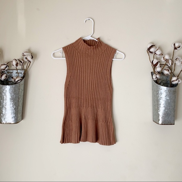 Anthropologie Moth Sleeveless Ribbed Mock Neck Top - Picture 3 of 8